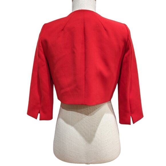 Hobbs London Elize Red Cropped Open Front 3/4 Sleeve Blazer Jacket Sz 4 Petite - Picture 5 of 12